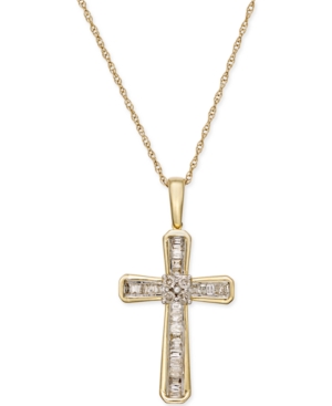 image of Diamond Cross Pendant Necklace (1/5 ct. t.w.) in 10k Gold