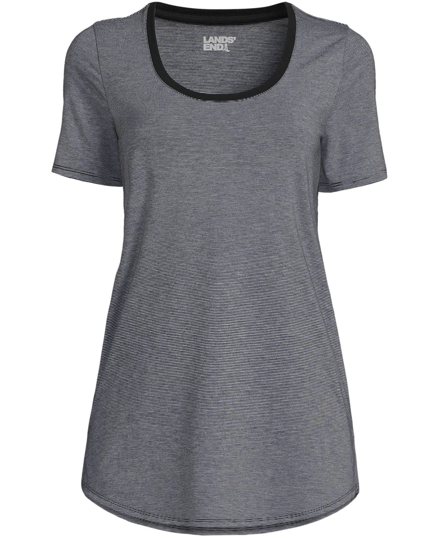 Женская футболка Lands' End Short Sleeve Power Performance Scoop Neck Curved Hem Tunic, цвет: Чёрный — фото 3