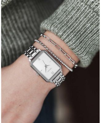 Women's Chain Link Bracelet – Silver-Plated Steel 7"