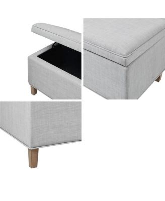 Rectangular Upholstered Storage Bench with Soft Close Lid, Solid Wood Legs for Entryway, Bedroom, or Living Room-The Pop Home