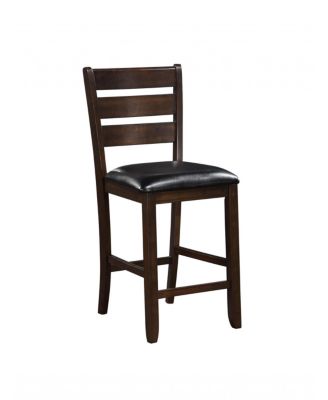 Set of Two Faux Leather And Solid Wood Counter Height Bar Chairs