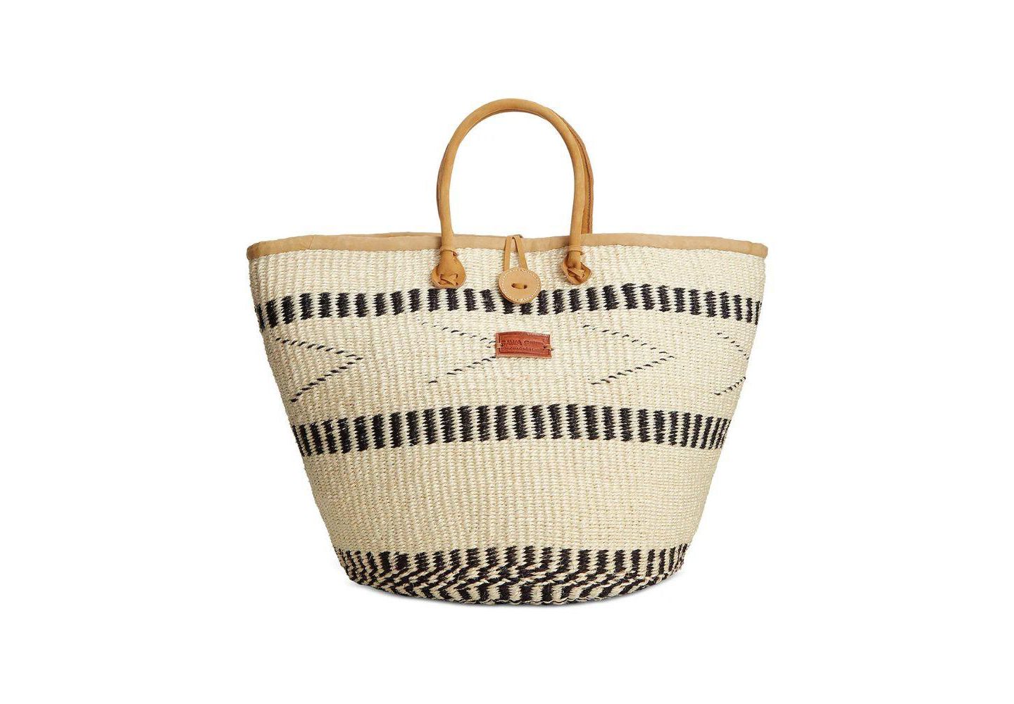 Женская сумка SAWA SAWA Balance Point Handwoven Straw Sisal Basket, цвет: Белый / Чёрный — фото 1