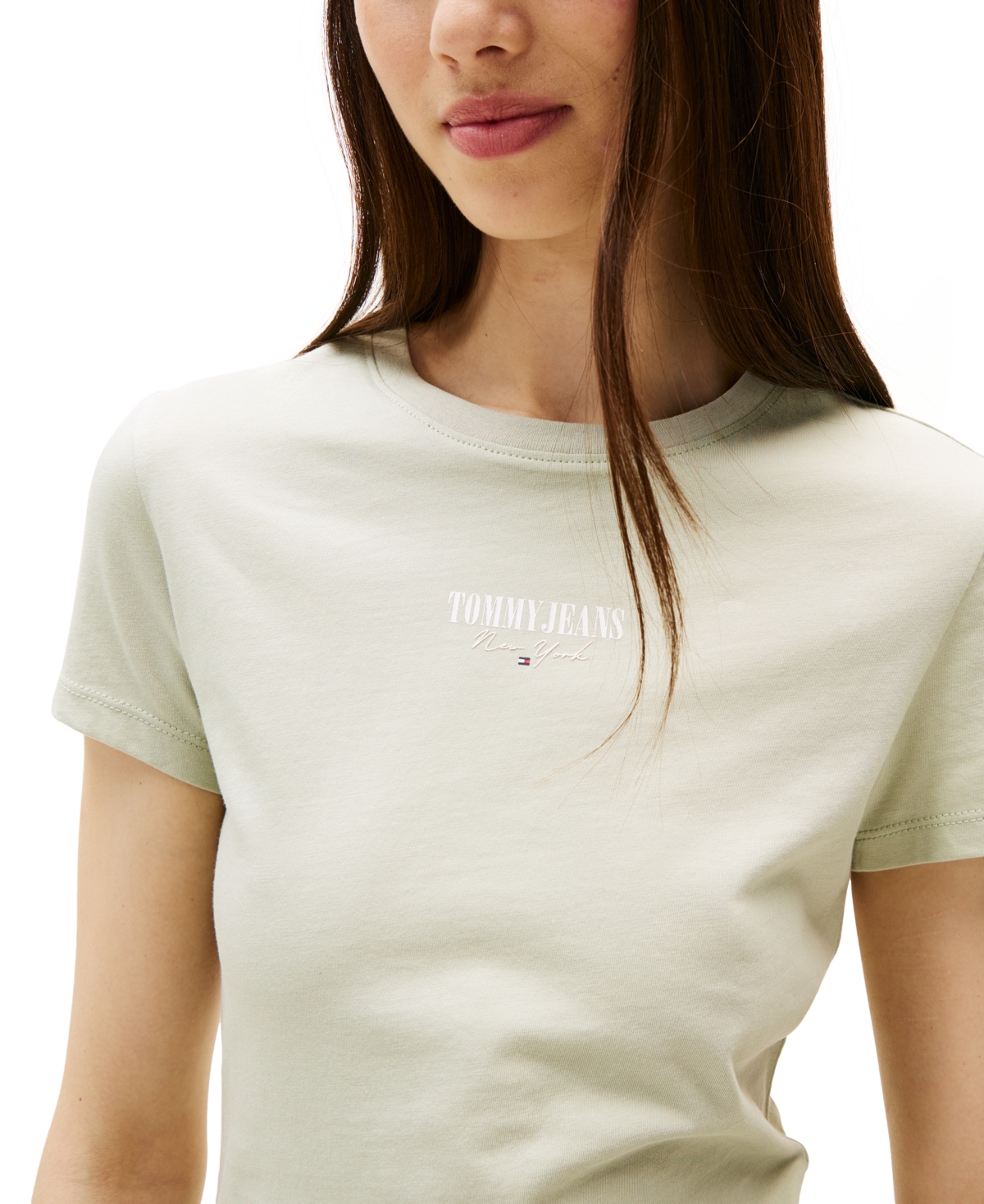 Tommy Jeans Women's Slim-fit Essential Logo Graphic T-shirt In Green