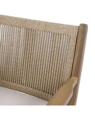 Streamdale Acacia Wood Armchairs with Rope Back and Cushions, Set of 2