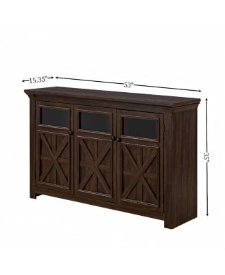 Farmhouse Buffet Cabinet with Storage, 3 Doors, Adjustable Shelf, Espresso