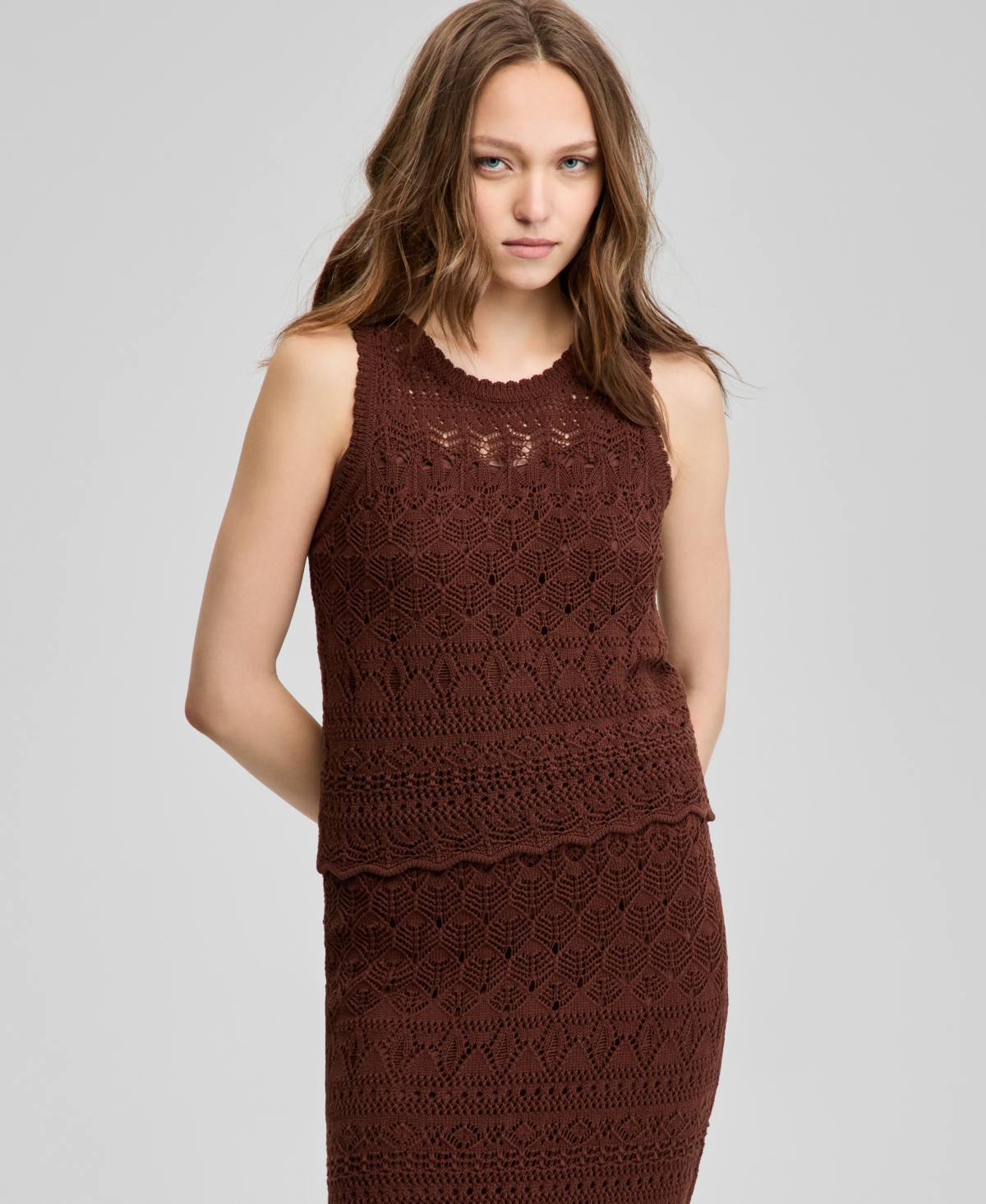 Women's Sleeveless Crochet Cotton Tank Top - Canyon Earth