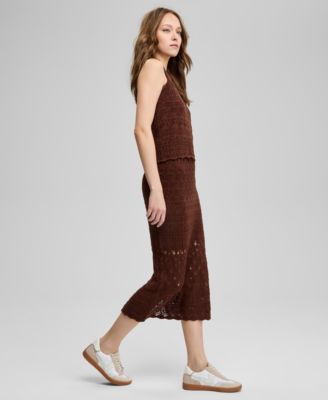 Women's Crochet Pull-On Cotton Midi Skirt