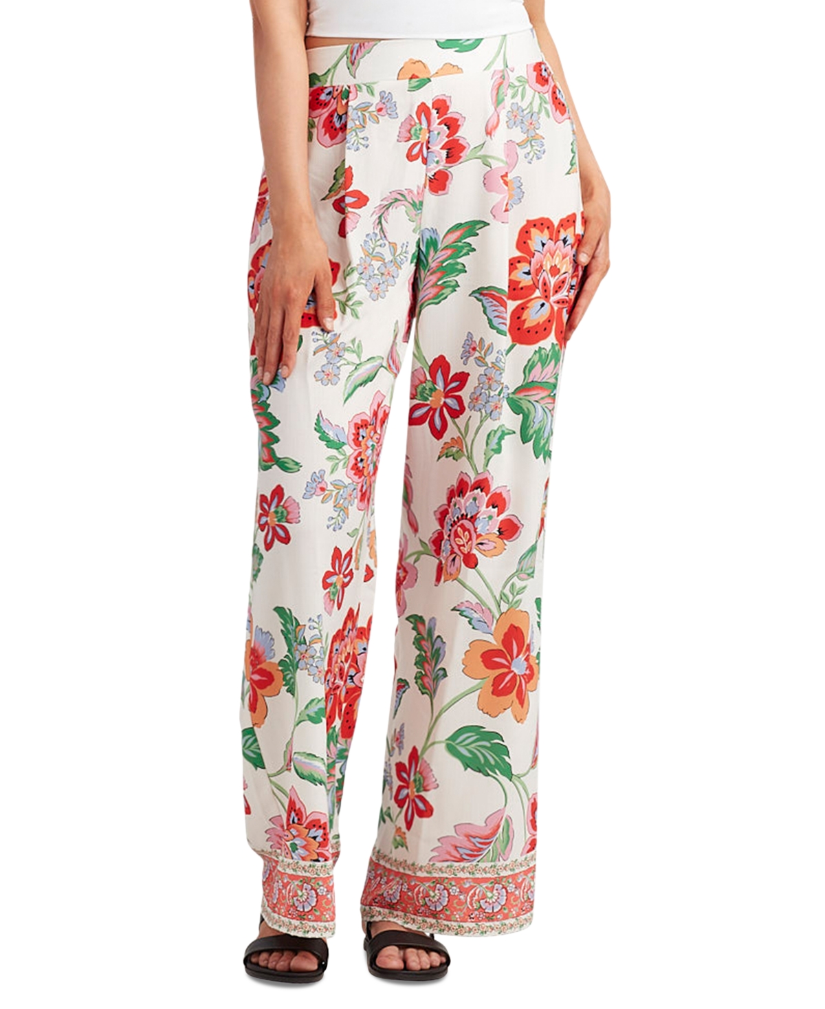 Juniors' Floral-Print Wide-Leg Pull-On Pants - Color 9