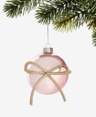 Holiday Lane - Gilded Glamour Pink Gem Bow Ball Ornament