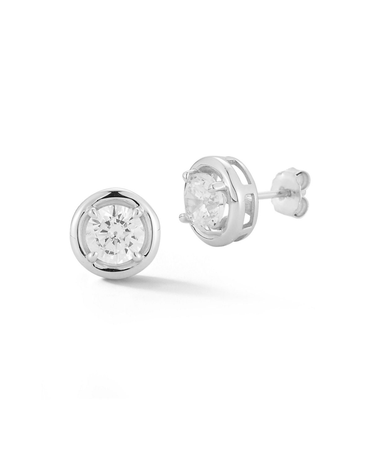 14K Gold Plated Sterling Silver Puffy Round Studs - Gold