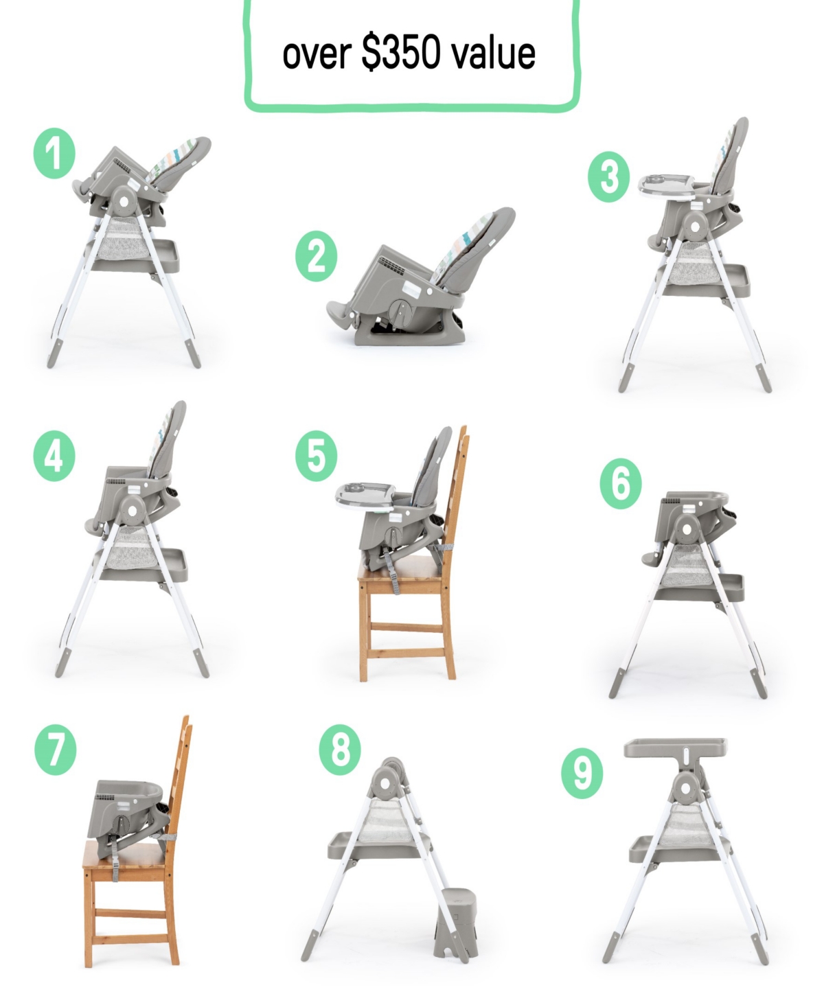 Ingenuity Baby Proper Positioner Create Up Multi-mode Folding High Chair