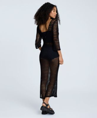 Women's Crocheted-Mesh Midi Dress