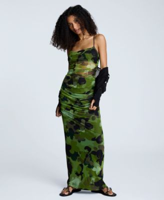 Women's Ruched Bodycon Maxi Dress