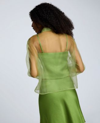 Women's Button-Front Cropped Organza Shirt