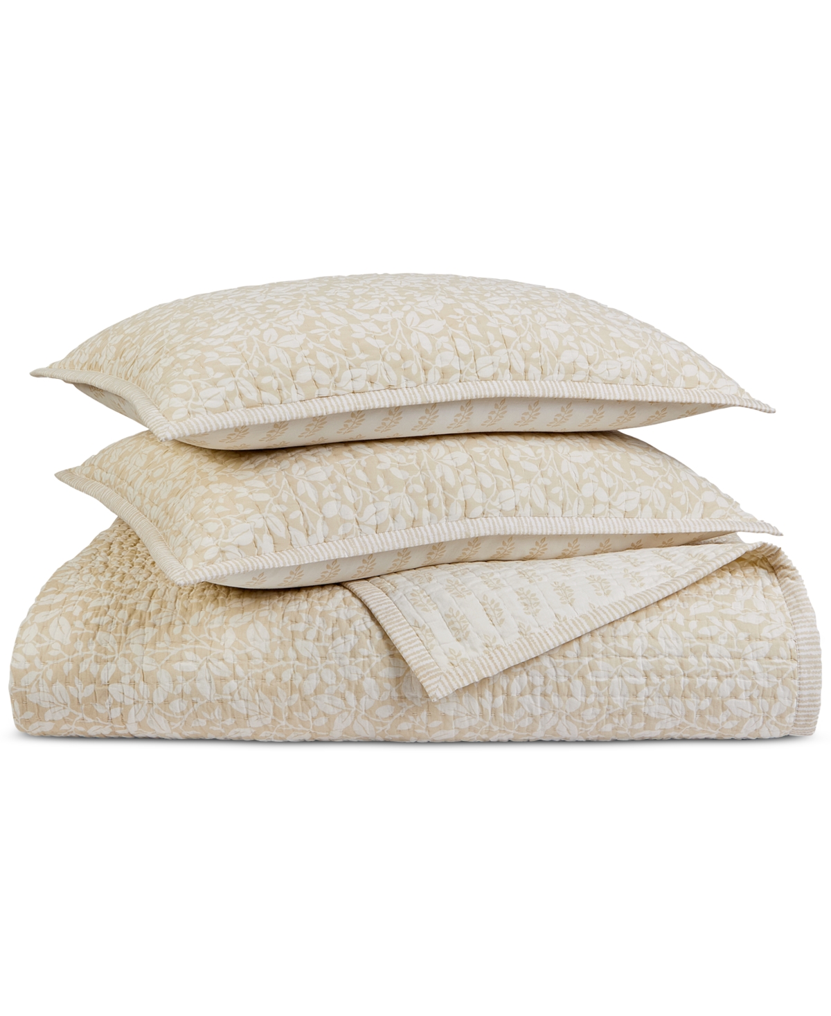 Charter Club Leaf Silhouette 3-pc. Quilt Set, King, Exclusively At Macy's In Brown