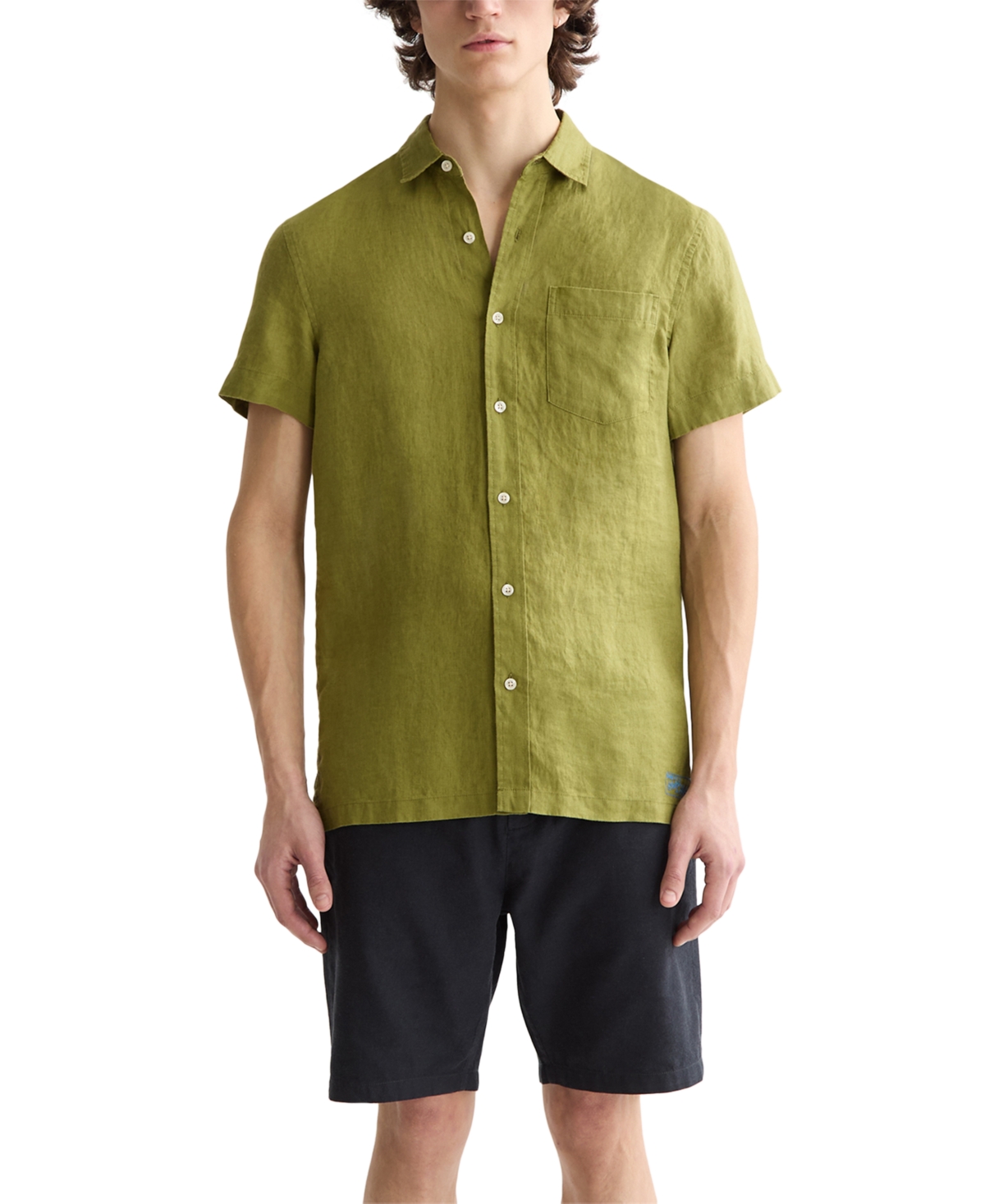 Scotch & Soda Men's Relaxed Fit Short Sleeve Linen Button-front Shirt