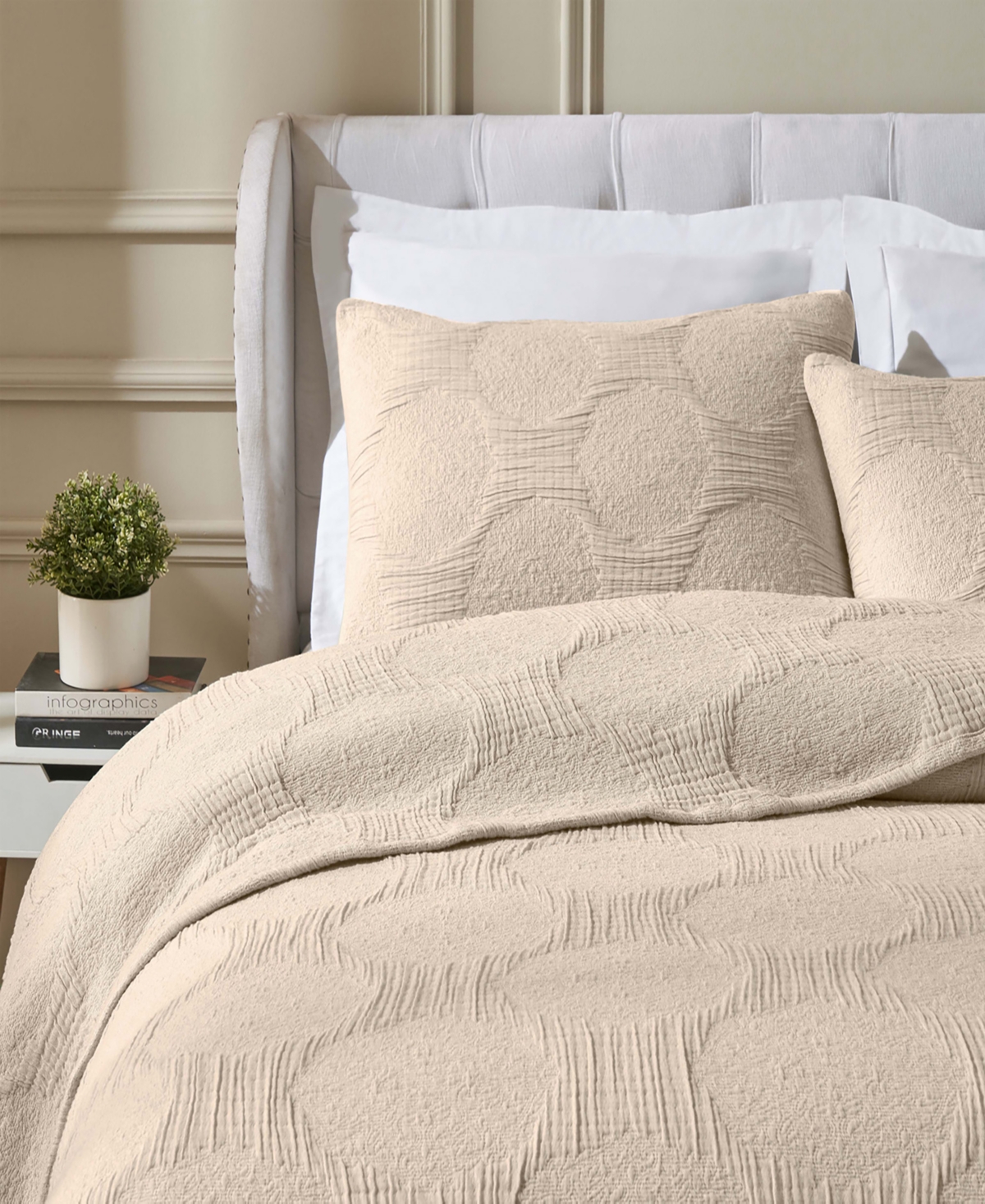 Superior Tanta Crinkle Woven 3-pc. Coverlet Set, King In Neutral