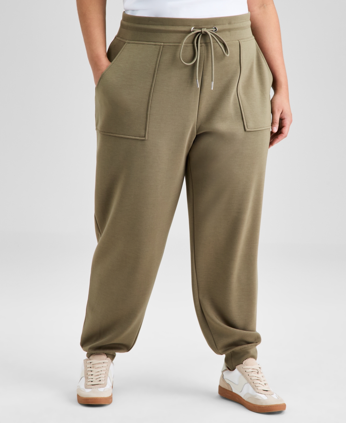 And Now This Trendy Plus Size Scuba-knit Jogger Pants, Exclusively At Macy's In Green