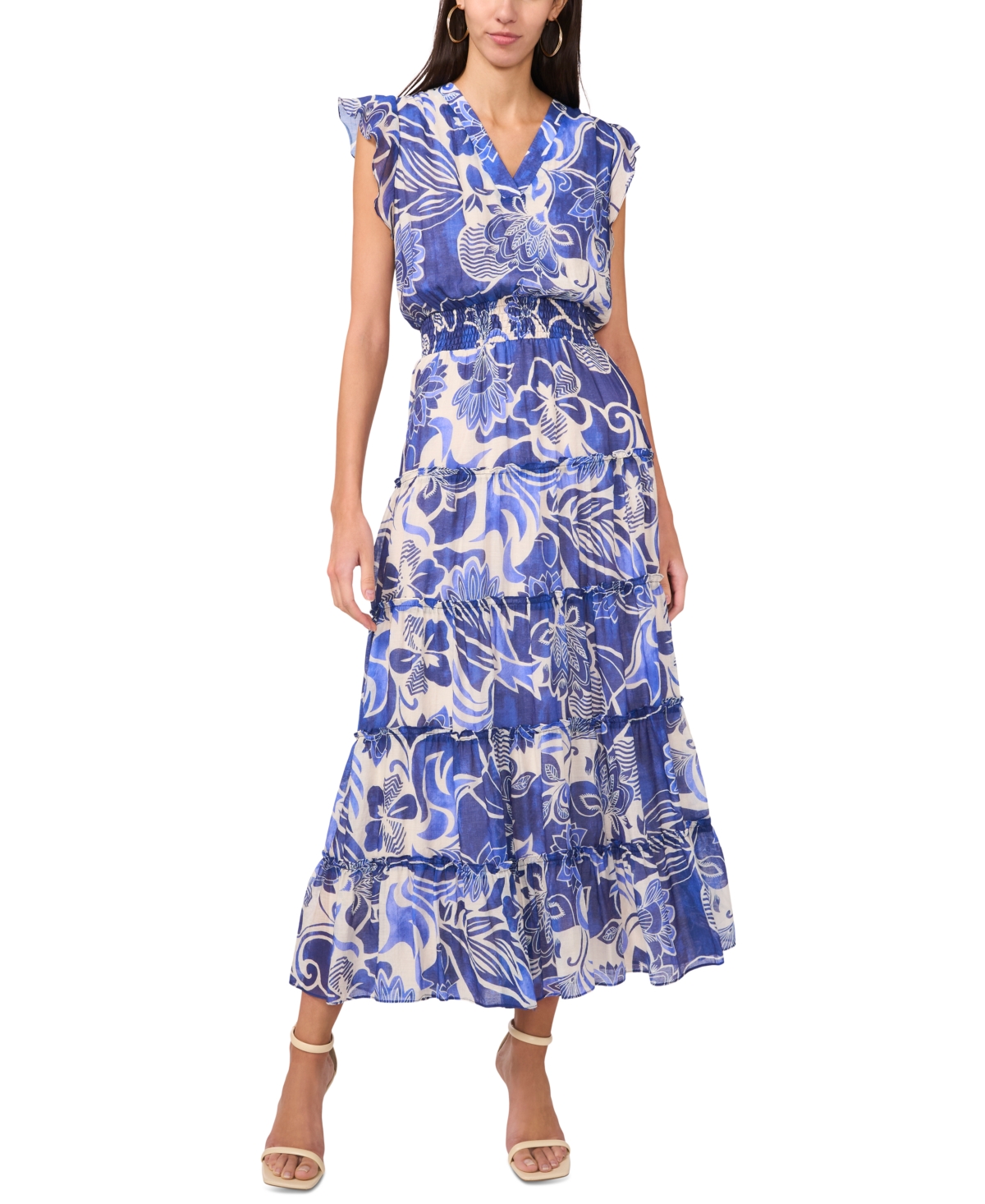 Women's Flutter-Sleeve Smocked-Waist Maxi Dress - Amparo Blue