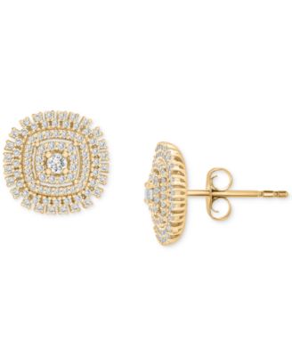 Diamond Openwork Cluster Stud Earrings (1 ct. t.w.) in 10k Gold, Exclusively at Macy's