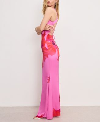 Women's Satin Lace-Up Maxi Dress