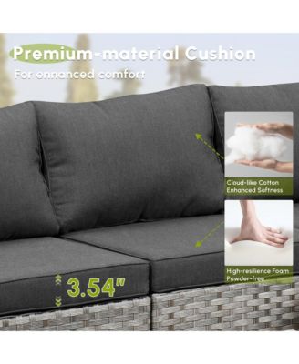 Patio Furniture Set,6 Piece Outdoor Sectional Sofa Couch Set,Patio Conversation Set with Modular Wicker Chairs,Widened Armrest,Side Table,Orange Red