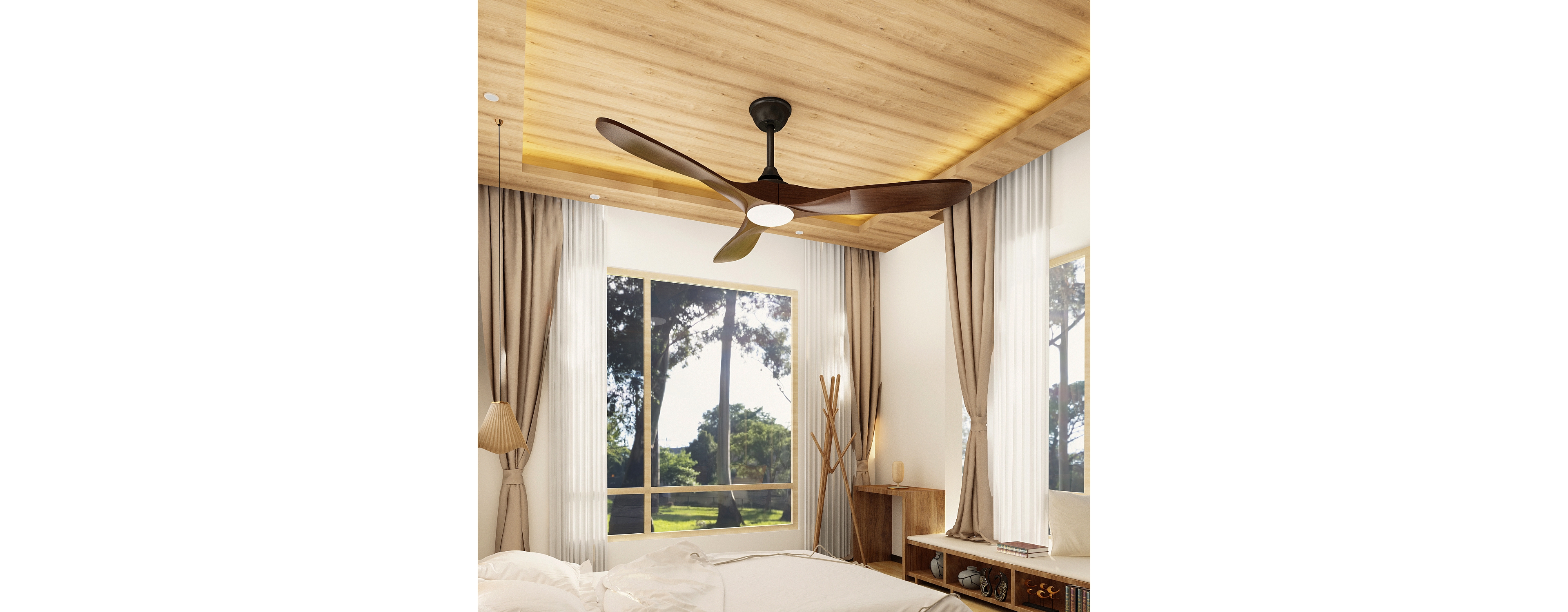 60 inch lighted ceiling fan, indoor and outdoor use, with remote control, reversible Dc motor, noiseless, suitable for bedroom, living room, terrace,