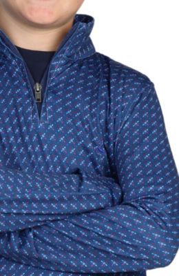 Boys Navy Geo Print Performance Quarter-Zip