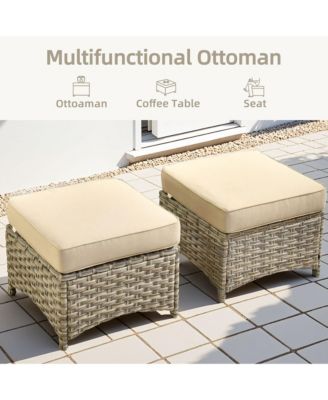 5 Piece Outdoor Patio Furniture Set,Wicker Conversation Set with Swivel Rocker Chairs,Ottomans and Side Table for Outside Porch Balcony Backyard