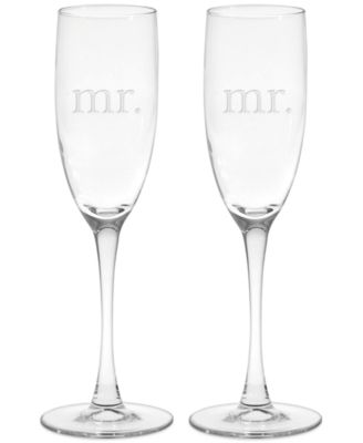 Culver - Glass 2-Pc. Etched Champagne Flutes Mr. Set