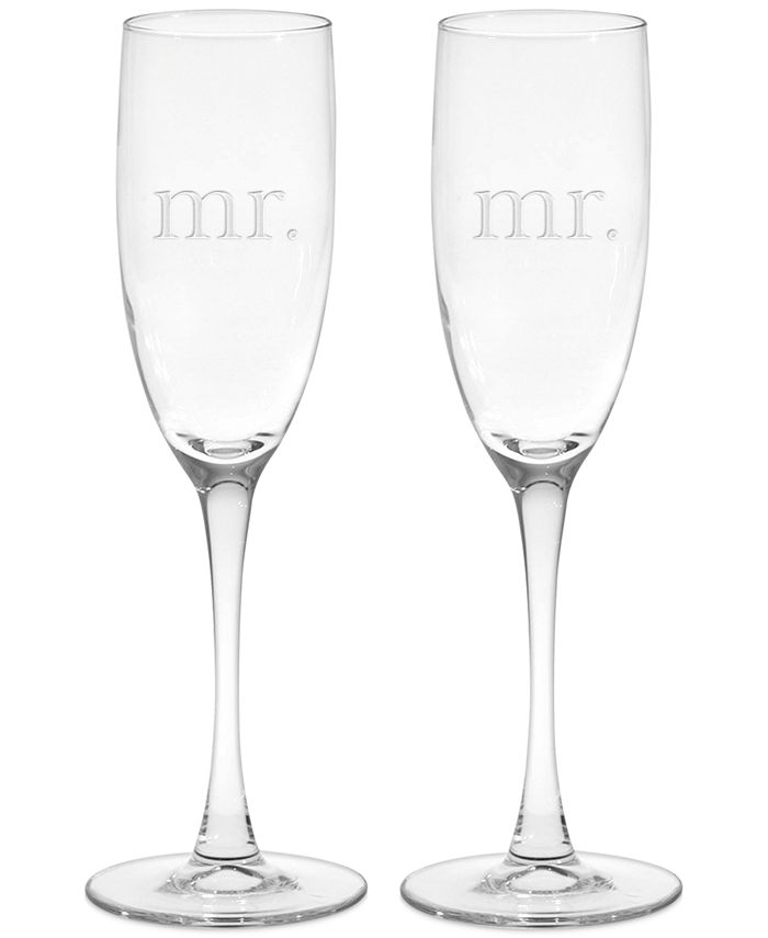 Culver - Glass 2-Pc. Etched Champagne Flutes Mr. Set