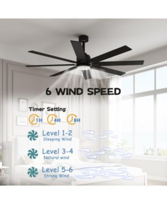 72" Ceiling Fan with Light, Solid Wood Blades, Quiet Reversible DC Motor, Remote Control, Indoor/Outdoor for Bedroom, Living Room & Porch.