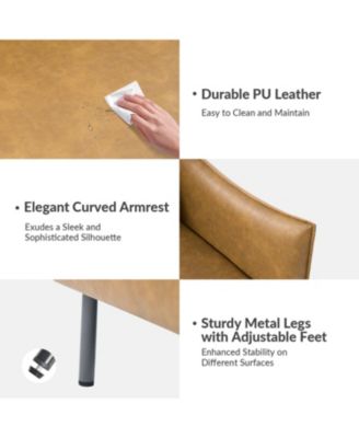 Monroe Modern Industrial-Style PU Leather Sofa with Sturdy Metal Legs And Movable Seat