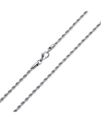 Set of 3 Classic Rope Chain Necklace Stainless Steel 18, 20 & 24 Inch