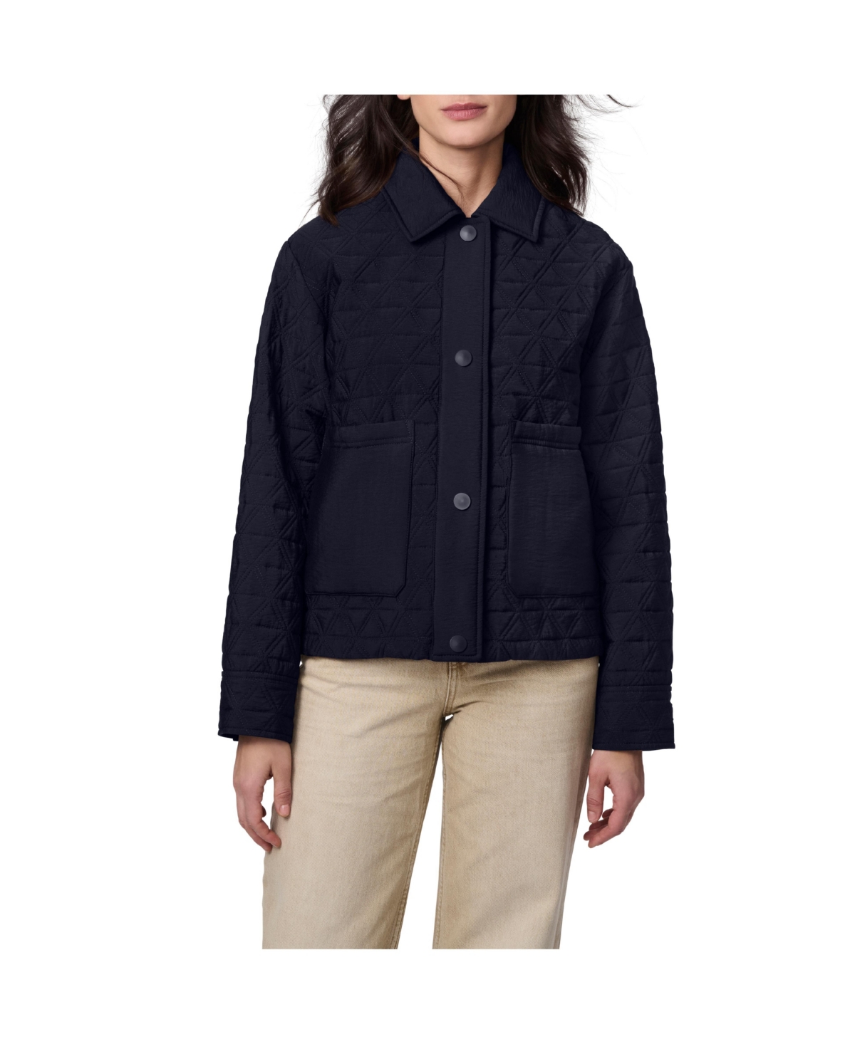 Women's Short Quilted Jacket - Saddle