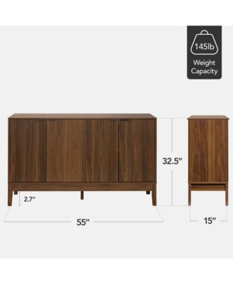 4-Door Reeded Storage Cabinet w/ Soft-Close Doors, Multipurpose Accent Furniture