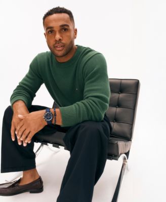 Men's Chronograph Blue Cordura & Black Silicone Strap Watch, 42mm