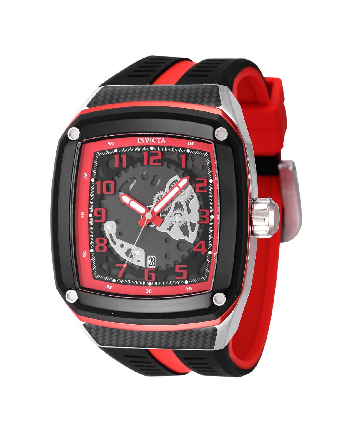 Men's 48071 Invicta Racing Quartz Multifunction Red, Gunmetal Dial Watch - Black