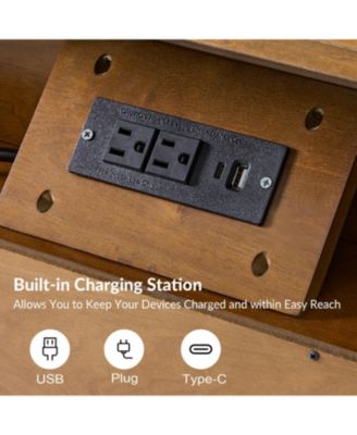 Loreno Mid-Century Modern 3-Drawer Dresser with Built-in Charging and Solid Wood