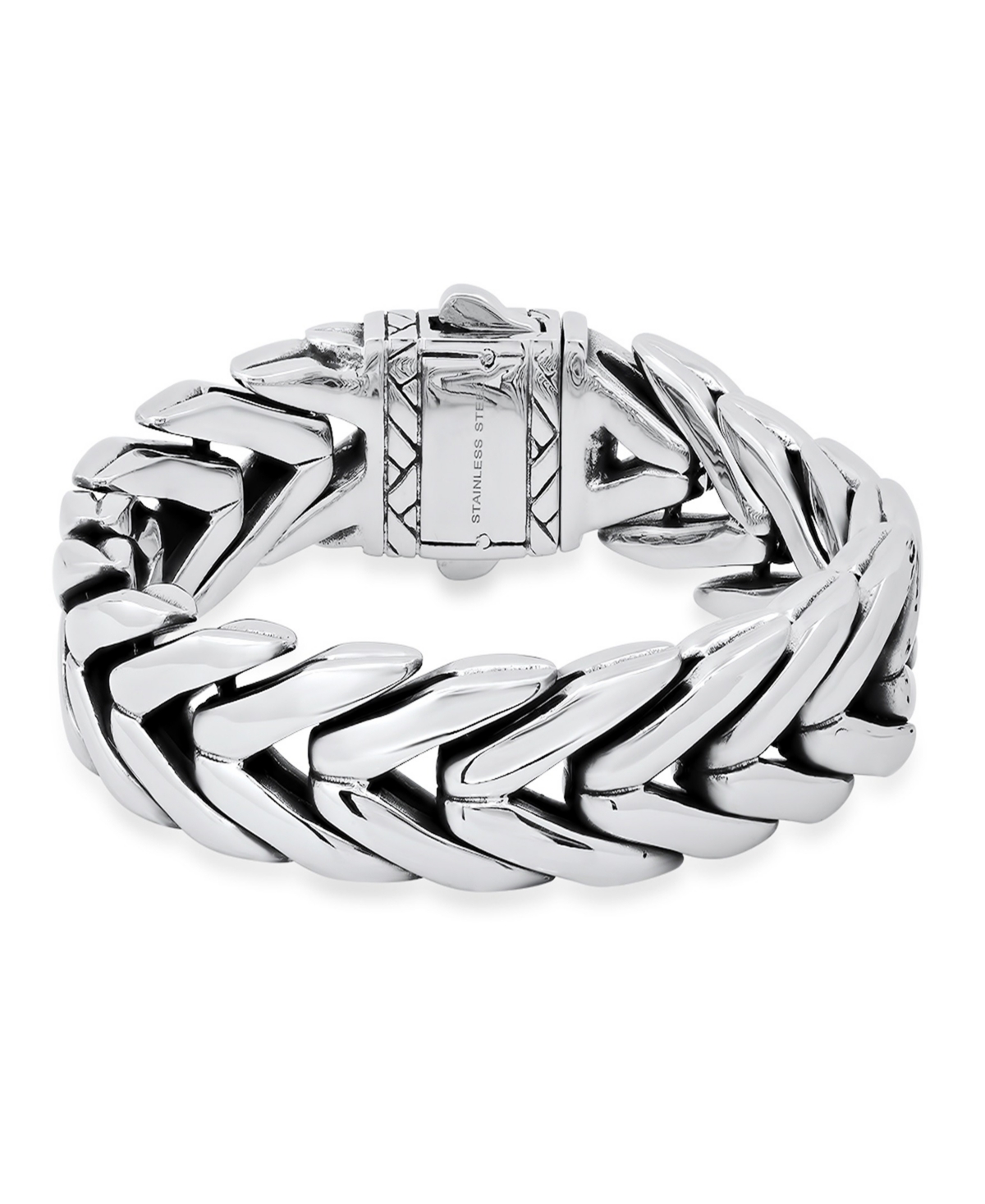 Steeltime Men's Heavy Oxidized Stainless-steel Wheat Chain Bracelet