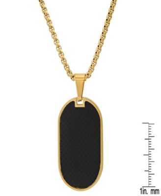 Men's Carbon Fiber Dog Tag Pendant Necklace