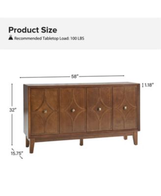 Mid-Century Sideboard with Solid Wood Legs and Adjustable Shelves