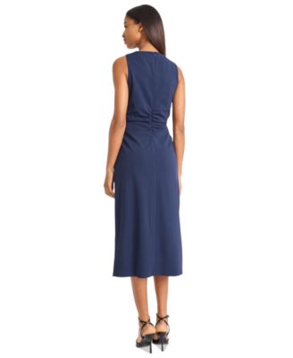 Women's V-Neck Sleeveless Midi Crepe Dress