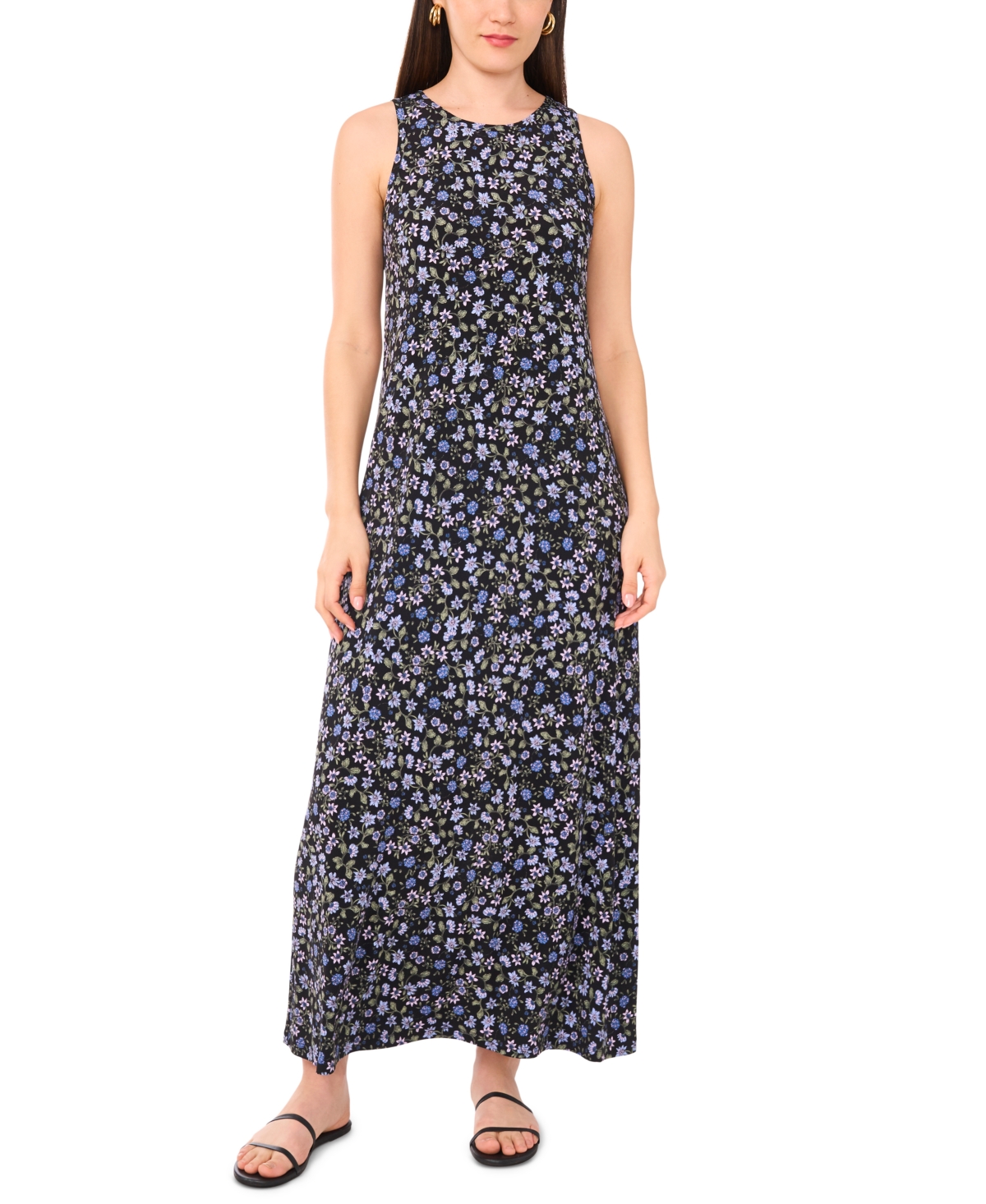 Shop Vince Camuto Women's Ditsy-print Sleeveless Maxi Dress