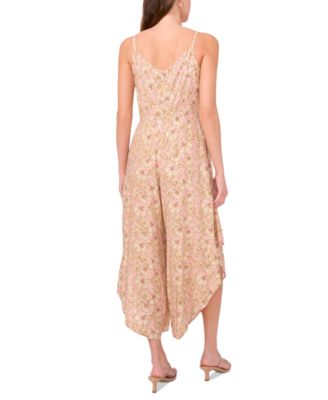 Women's Printed Tie-Front Asymmetric-Hem Jumpsuit 