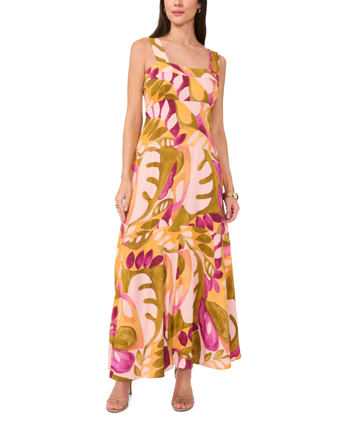 Vince Camuto Women's Tiered Smocked-back Maxi Dress