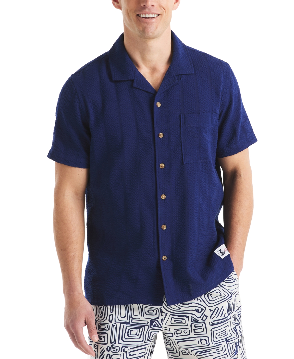 Nautica Beach Boys X  Men's Seersucker Camp Short-sleeve Shirt