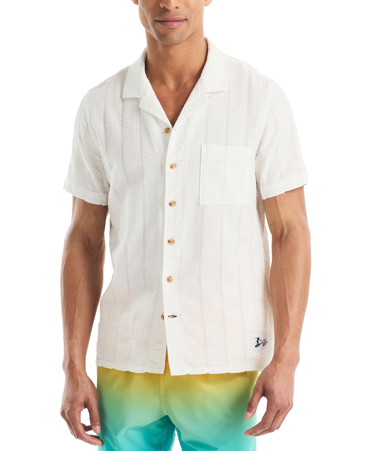 Beach Boys x Nautica Men's Seersucker Camp Short-Sleeve Shirt