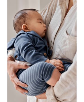 Baby Boys Cotton Little Character Set&reg; Hooded Cardigan, Barn-Print Bodysuit & Striped Pants, 3 Piece Set