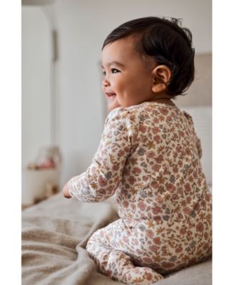 Baby Girls Cotton Floral Sleep & Play Pajamas